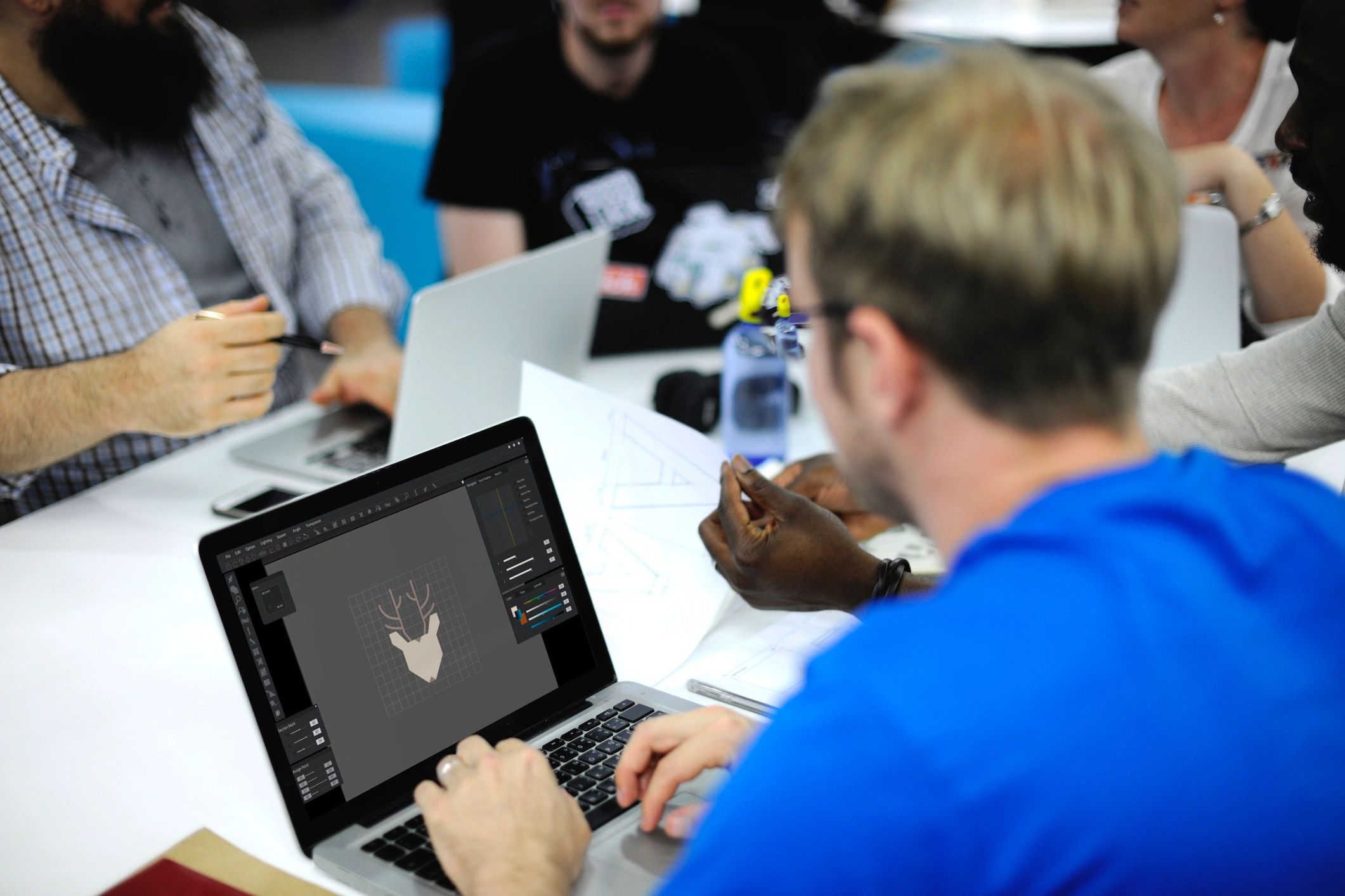 Technology consultants collaborating in an office